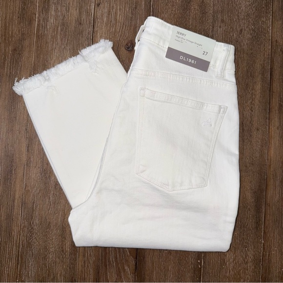 DL1961 Womens Jerry Vintage White Denim High-Rise Straight leg - Picture 2 of 10